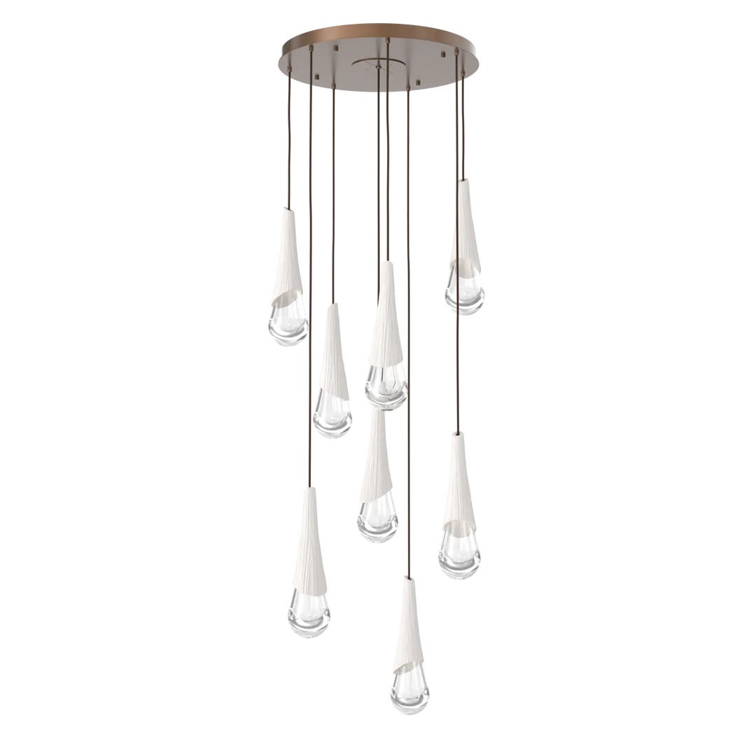 Hammerton Studio Hailstone Round Multi-Pendant Chandelier Burnished Bronze / 8-Piece / Chalk Ceramic