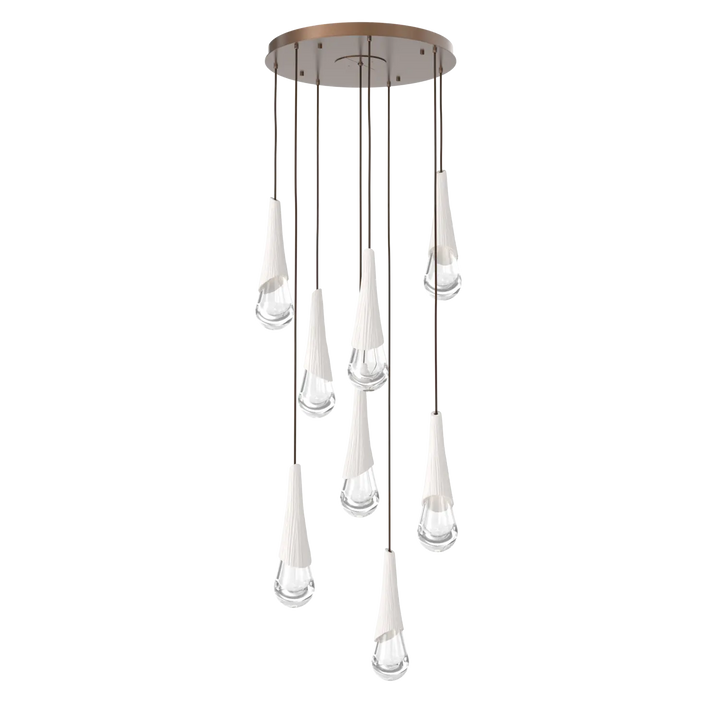 Hammerton Studio Hailstone Round Multi-Pendant Chandelier Burnished Bronze / 8-Piece / Chalk Ceramic