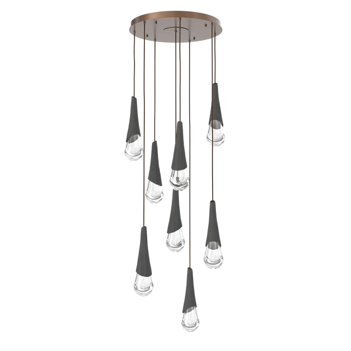 Hammerton Studio Hailstone Round Multi-Pendant Chandelier Burnished Bronze / 8-Piece / Charcoal Ceramic