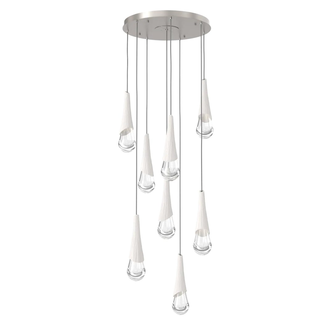 Hammerton Studio Hailstone Round Multi-Pendant Chandelier Beige Silver / 8-Piece / Chalk Ceramic