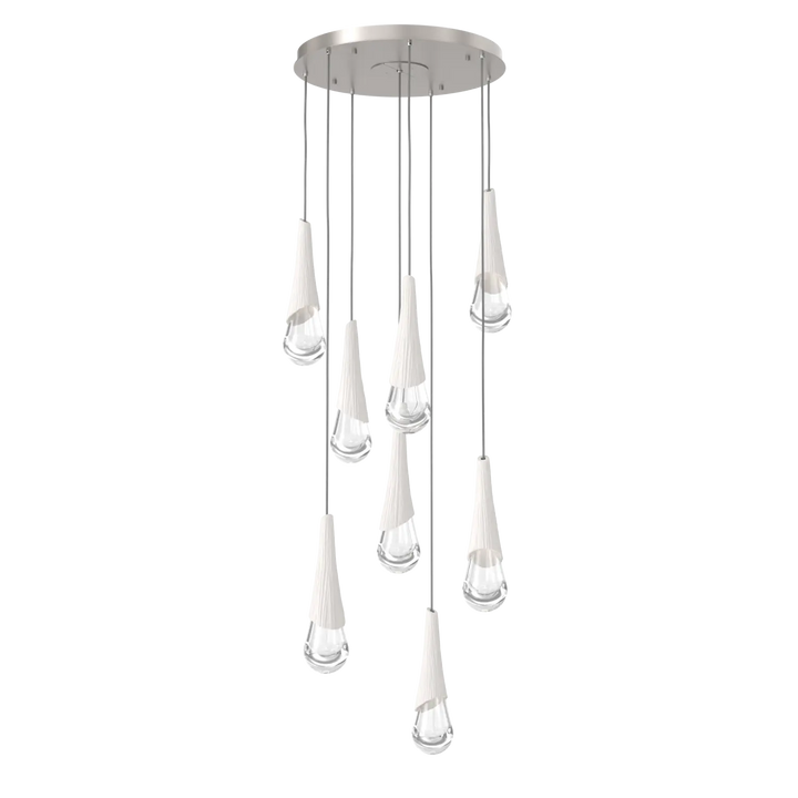 Hammerton Studio Hailstone Round Multi-Pendant Chandelier Beige Silver / 8-Piece / Chalk Ceramic