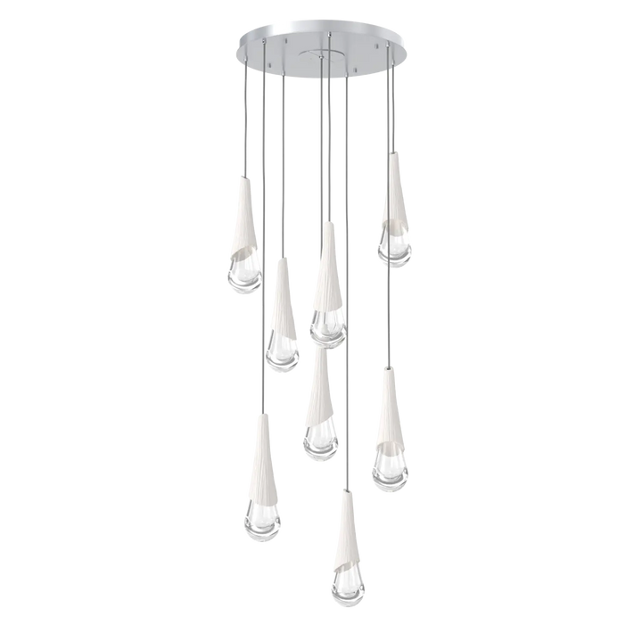 Hammerton Studio Hailstone Round Multi-Pendant Chandelier Classic Silver / 8-Piece / Chalk Ceramic