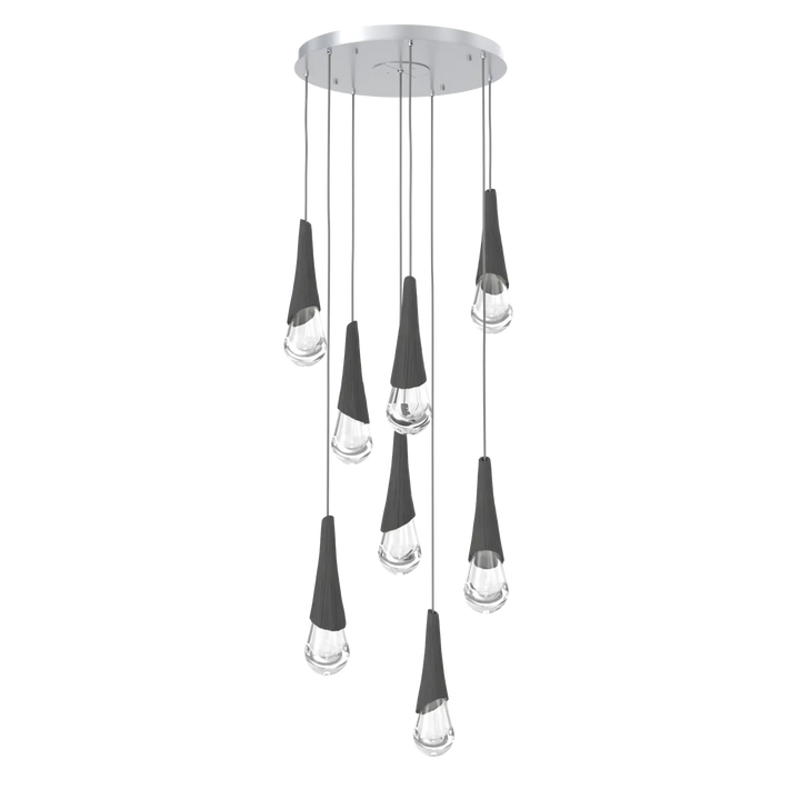 Hammerton Studio Hailstone Round Multi-Pendant Chandelier Classic Silver / 8-Piece / Charcoal Ceramic