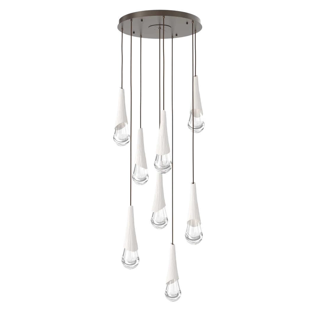 Hammerton Studio Hailstone Round Multi-Pendant Chandelier Flat Bronze / 8-Piece / Chalk Ceramic