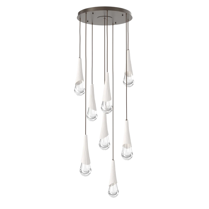 Hammerton Studio Hailstone Round Multi-Pendant Chandelier Flat Bronze / 8-Piece / Chalk Ceramic