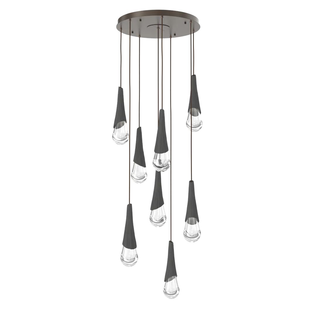 Hammerton Studio Hailstone Round Multi-Pendant Chandelier Flat Bronze / 8-Piece / Charcoal Ceramic