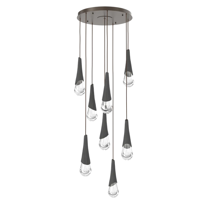 Hammerton Studio Hailstone Round Multi-Pendant Chandelier Flat Bronze / 8-Piece / Charcoal Ceramic