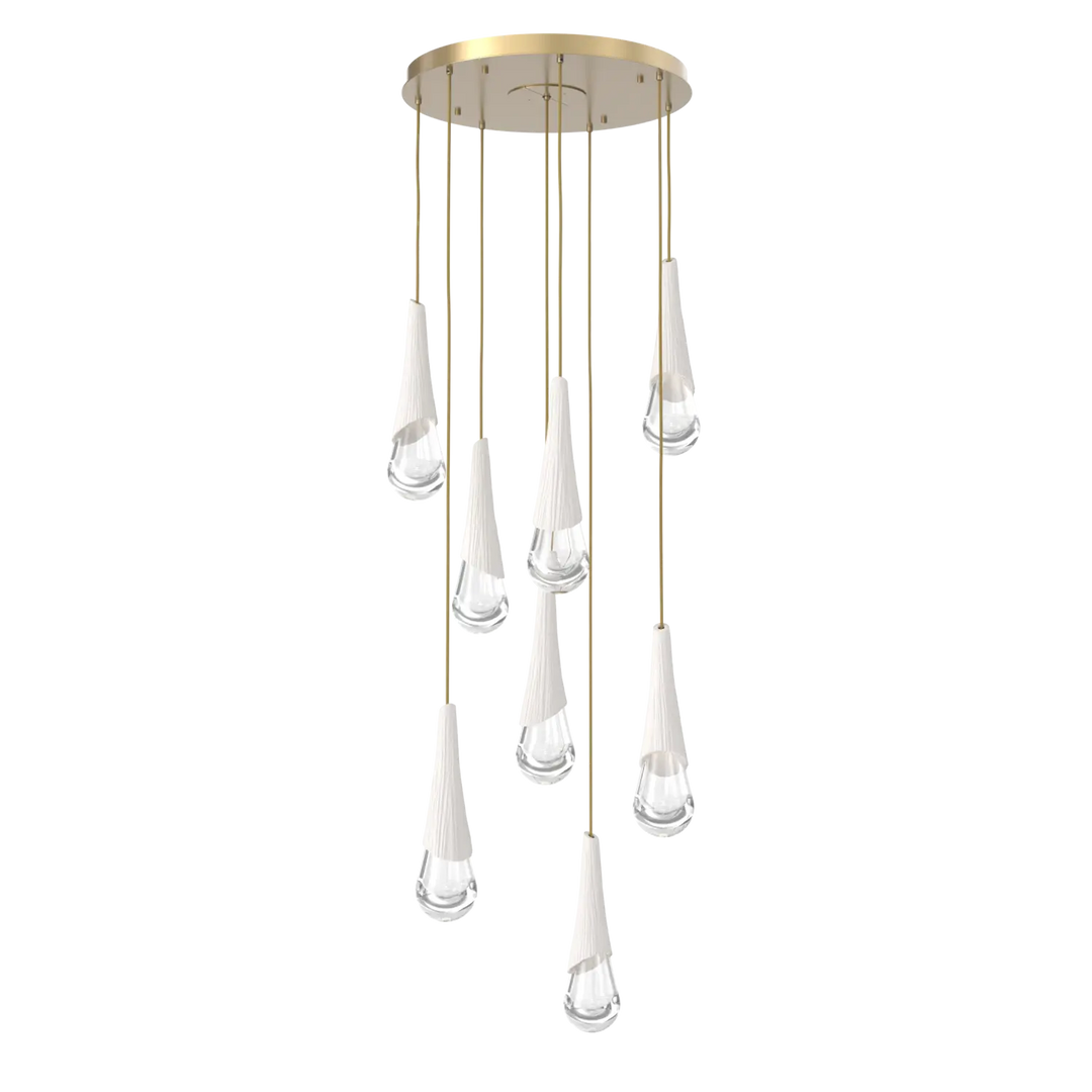 Hammerton Studio Hailstone Round Multi-Pendant Chandelier Gilded Brass / 8-Piece / Chalk Ceramic
