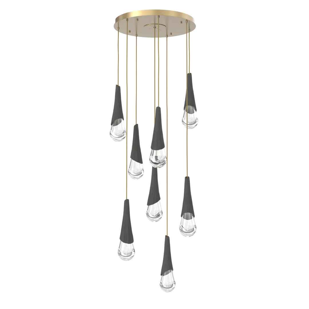 Hammerton Studio Hailstone Round Multi-Pendant Chandelier Gilded Brass / 8-Piece / Charcoal Ceramic