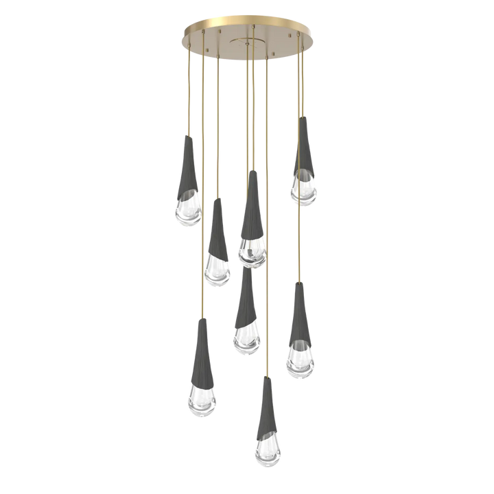 Hammerton Studio Hailstone Round Multi-Pendant Chandelier Gilded Brass / 8-Piece / Charcoal Ceramic