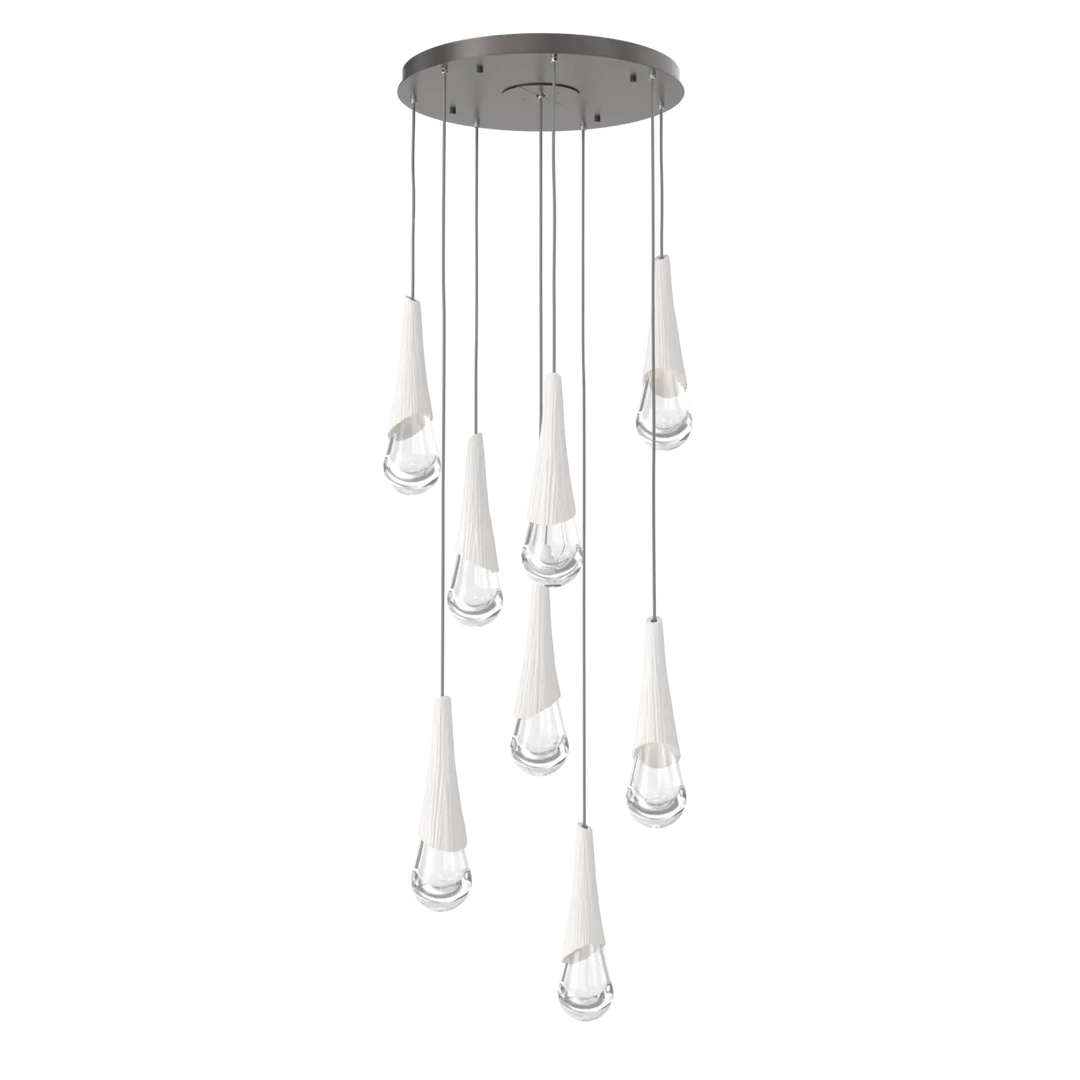Hammerton Studio Hailstone Round Multi-Pendant Chandelier Graphite / 8-Piece / Chalk Ceramic
