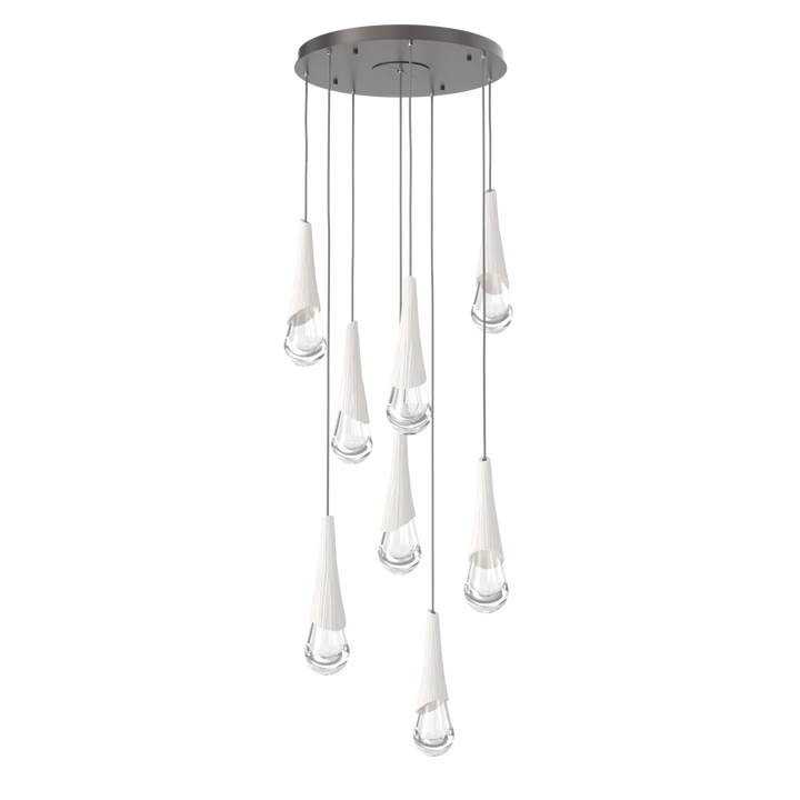 Hammerton Studio Hailstone Round Multi-Pendant Chandelier Graphite / 8-Piece / Chalk Ceramic