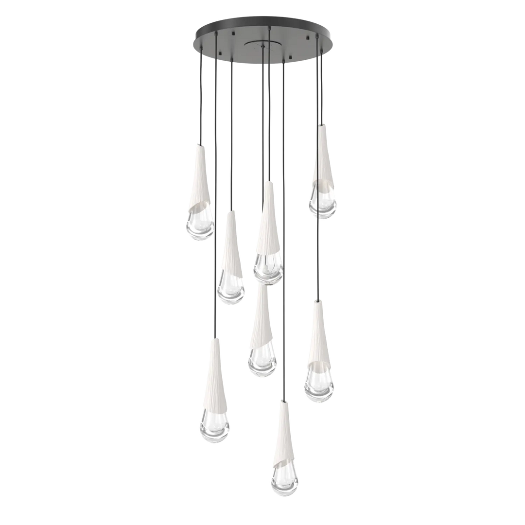 Hammerton Studio Hailstone Round Multi-Pendant Chandelier Matte Black / 8-Piece / Chalk Ceramic