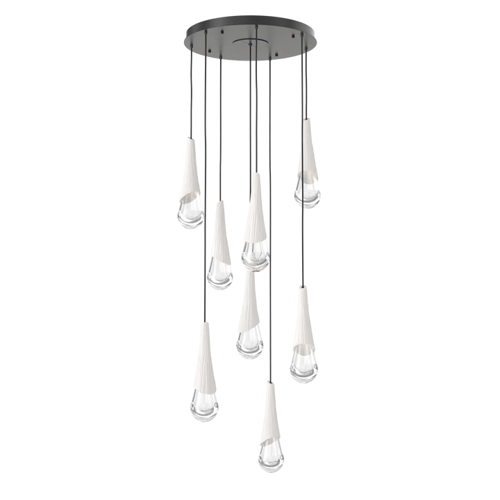 Hammerton Studio Hailstone Round Multi-Pendant Chandelier Matte Black / 8-Piece / Chalk Ceramic