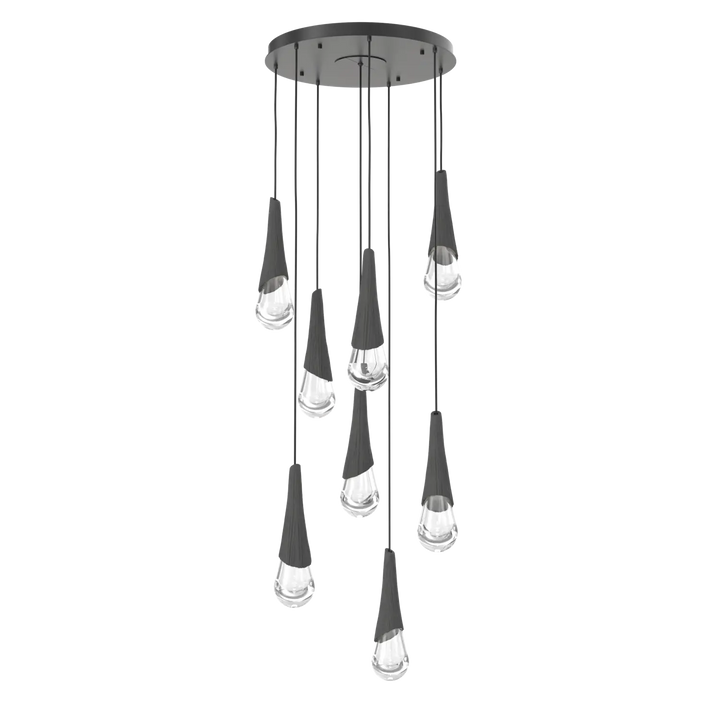 Hammerton Studio Hailstone Round Multi-Pendant Chandelier Matte Black / 8-Piece / Charcoal Ceramic