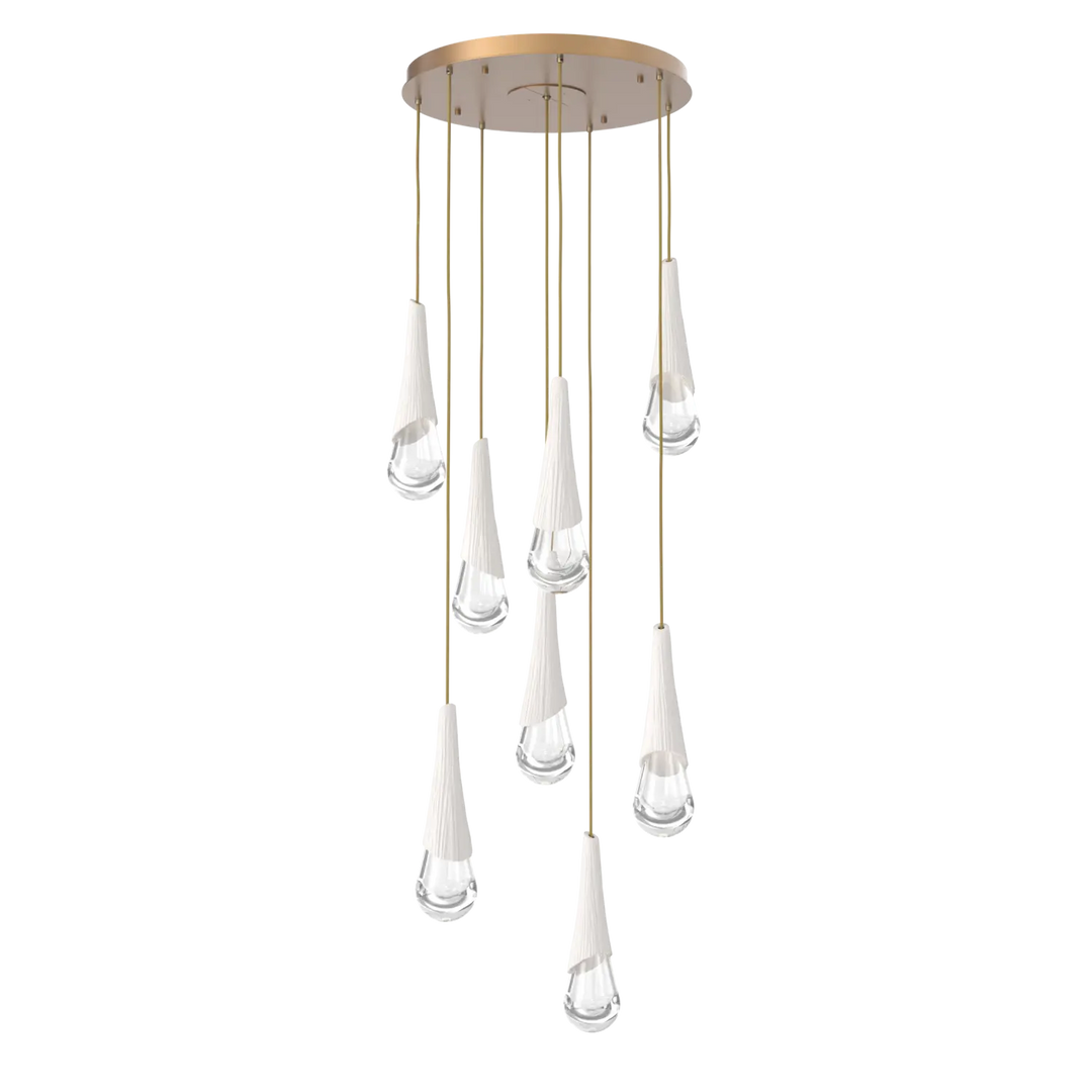 Hammerton Studio Hailstone Round Multi-Pendant Chandelier Novel Brass / 8-Piece / Chalk Ceramic