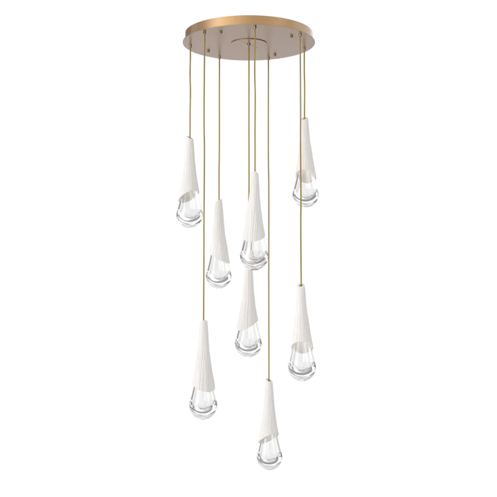 Hammerton Studio Hailstone Round Multi-Pendant Chandelier Novel Brass / 8-Piece / Chalk Ceramic