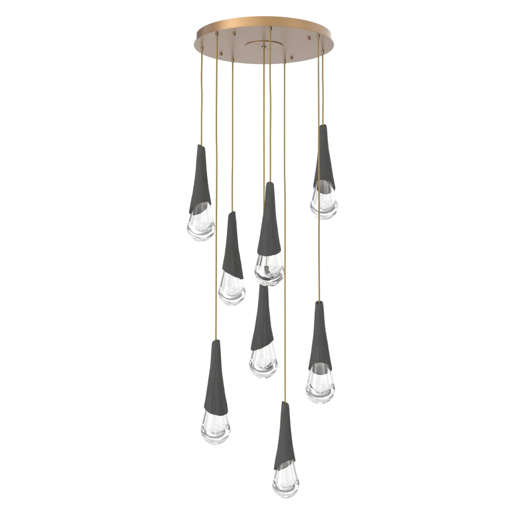Hammerton Studio Hailstone Round Multi-Pendant Chandelier Novel Brass / 8-Piece / Charcoal Ceramic