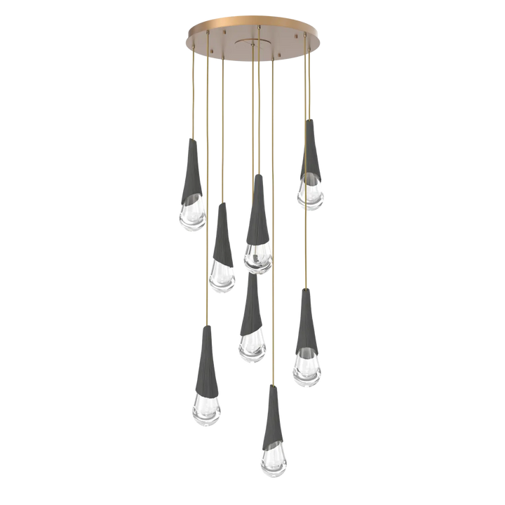 Hammerton Studio Hailstone Round Multi-Pendant Chandelier Novel Brass / 8-Piece / Charcoal Ceramic