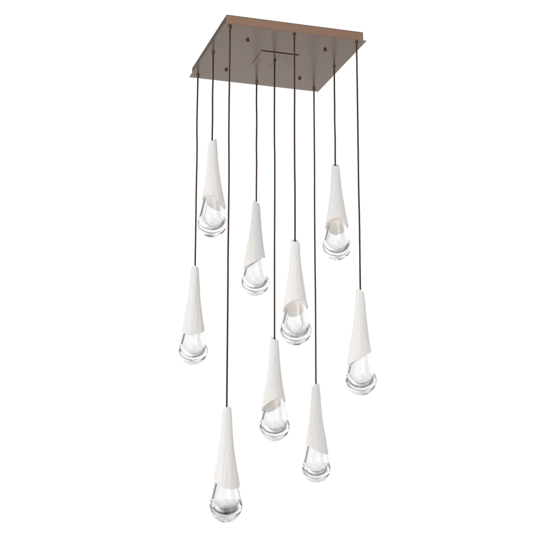 Hammerton Studio Hailstone Square Multi-Pendant Chandelier Burnished Bronze / 9-Piece / Chalk Ceramic