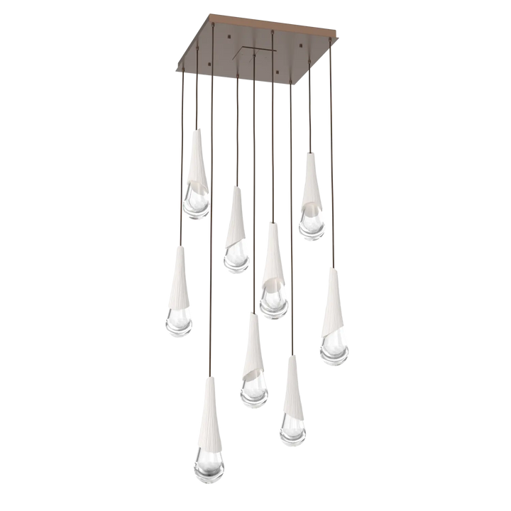 Hammerton Studio Hailstone Square Multi-Pendant Chandelier Burnished Bronze / 9-Piece / Chalk Ceramic