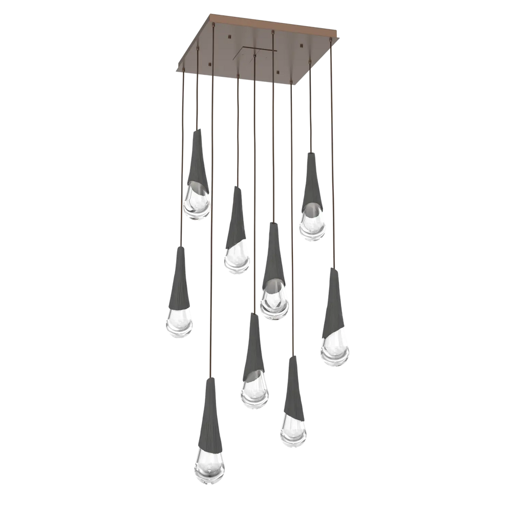 Hammerton Studio Hailstone Square Multi-Pendant Chandelier Burnished Bronze / 9-Piece / Charcoal Ceramic