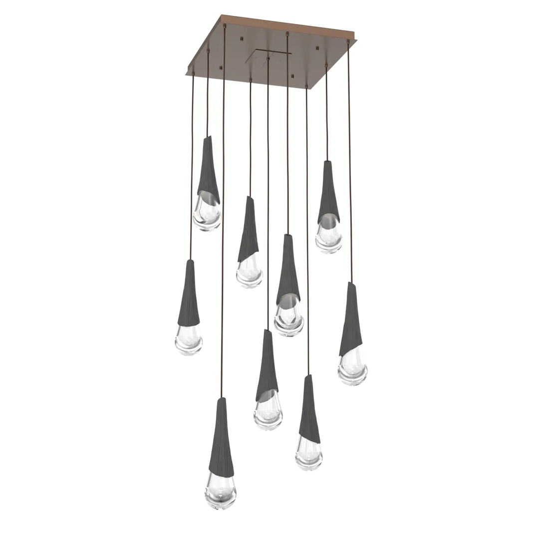 Hammerton Studio Hailstone Square Multi-Pendant Chandelier Burnished Bronze / 9-Piece / Charcoal Ceramic