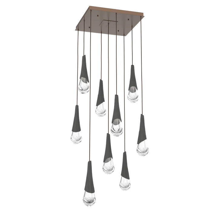 Hammerton Studio Hailstone Square Multi-Pendant Chandelier Burnished Bronze / 9-Piece / Charcoal Ceramic