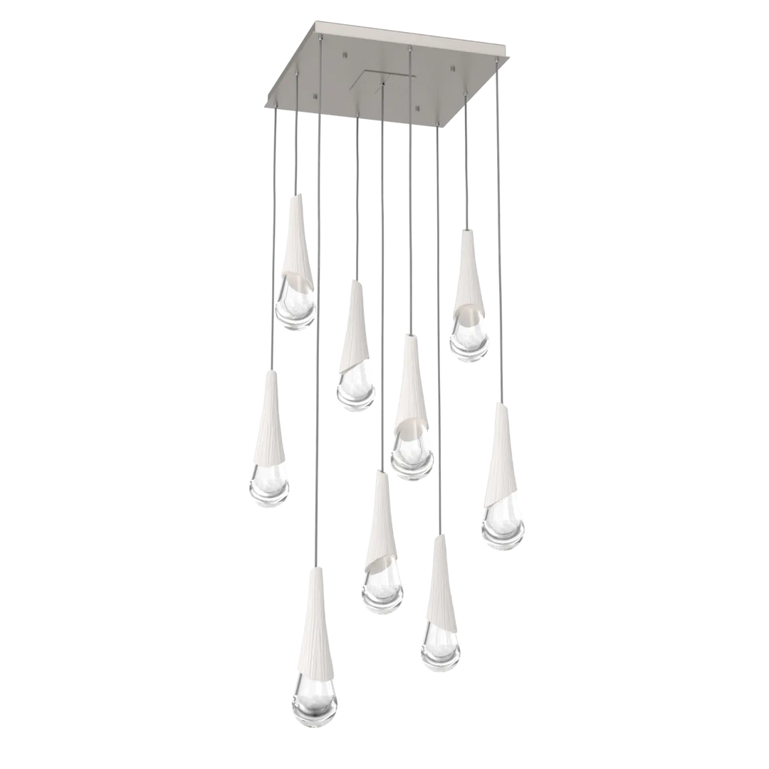 Hammerton Studio Hailstone Square Multi-Pendant Chandelier Beige Silver / 9-Piece / Chalk Ceramic