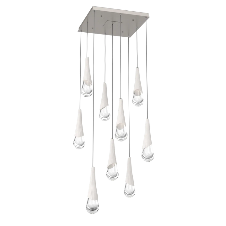 Hammerton Studio Hailstone Square Multi-Pendant Chandelier Beige Silver / 9-Piece / Chalk Ceramic