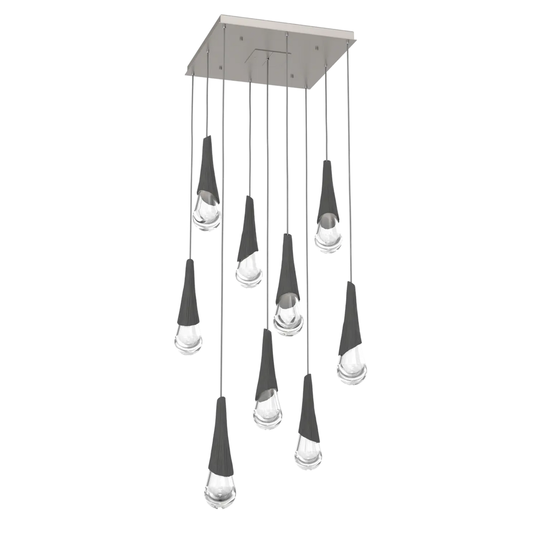 Hammerton Studio Hailstone Square Multi-Pendant Chandelier Beige Silver / 9-Piece / Charcoal Ceramic