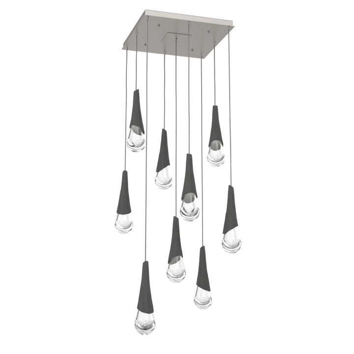 Hammerton Studio Hailstone Square Multi-Pendant Chandelier Beige Silver / 9-Piece / Charcoal Ceramic