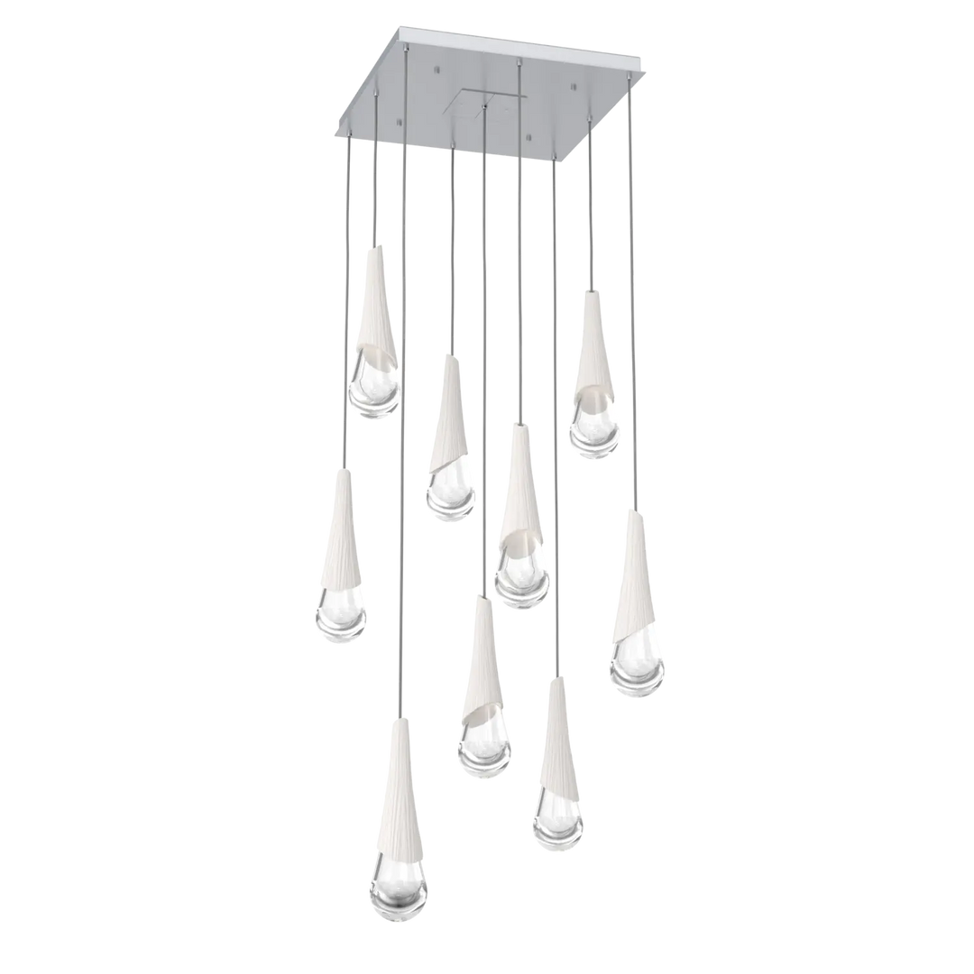 Hammerton Studio Hailstone Square Multi-Pendant Chandelier Classic Silver / 9-Piece / Chalk Ceramic
