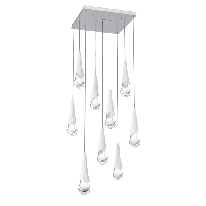Hammerton Studio Hailstone Square Multi-Pendant Chandelier Classic Silver / 9-Piece / Chalk Ceramic