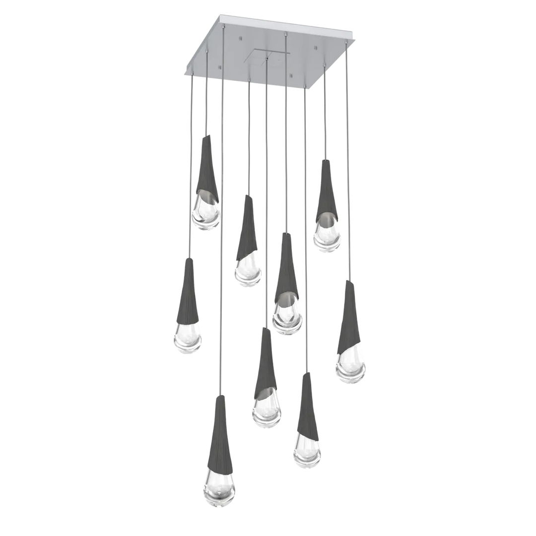 Hammerton Studio Hailstone Square Multi-Pendant Chandelier Classic Silver / 9-Piece / Charcoal Ceramic