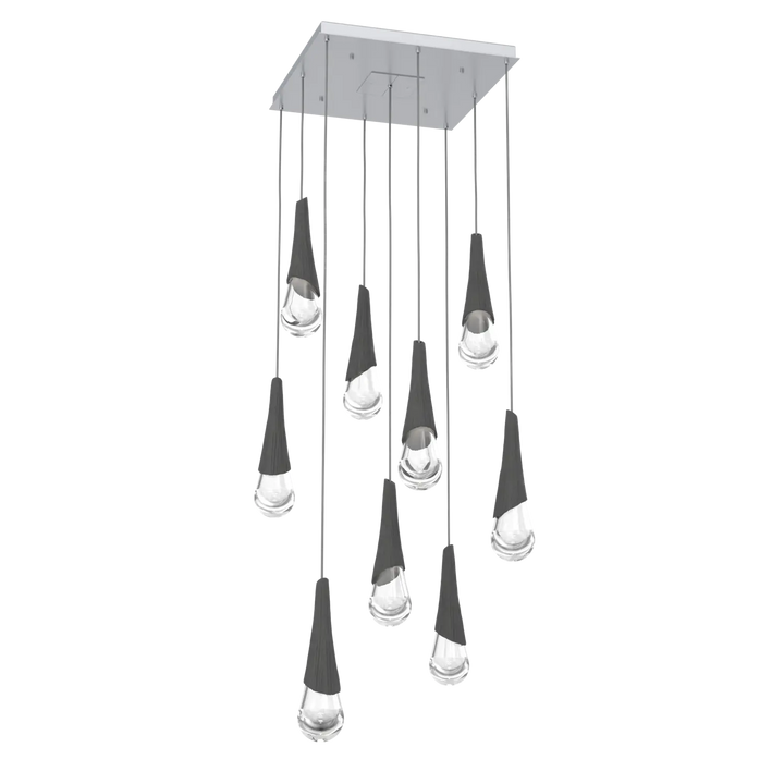 Hammerton Studio Hailstone Square Multi-Pendant Chandelier Classic Silver / 9-Piece / Charcoal Ceramic
