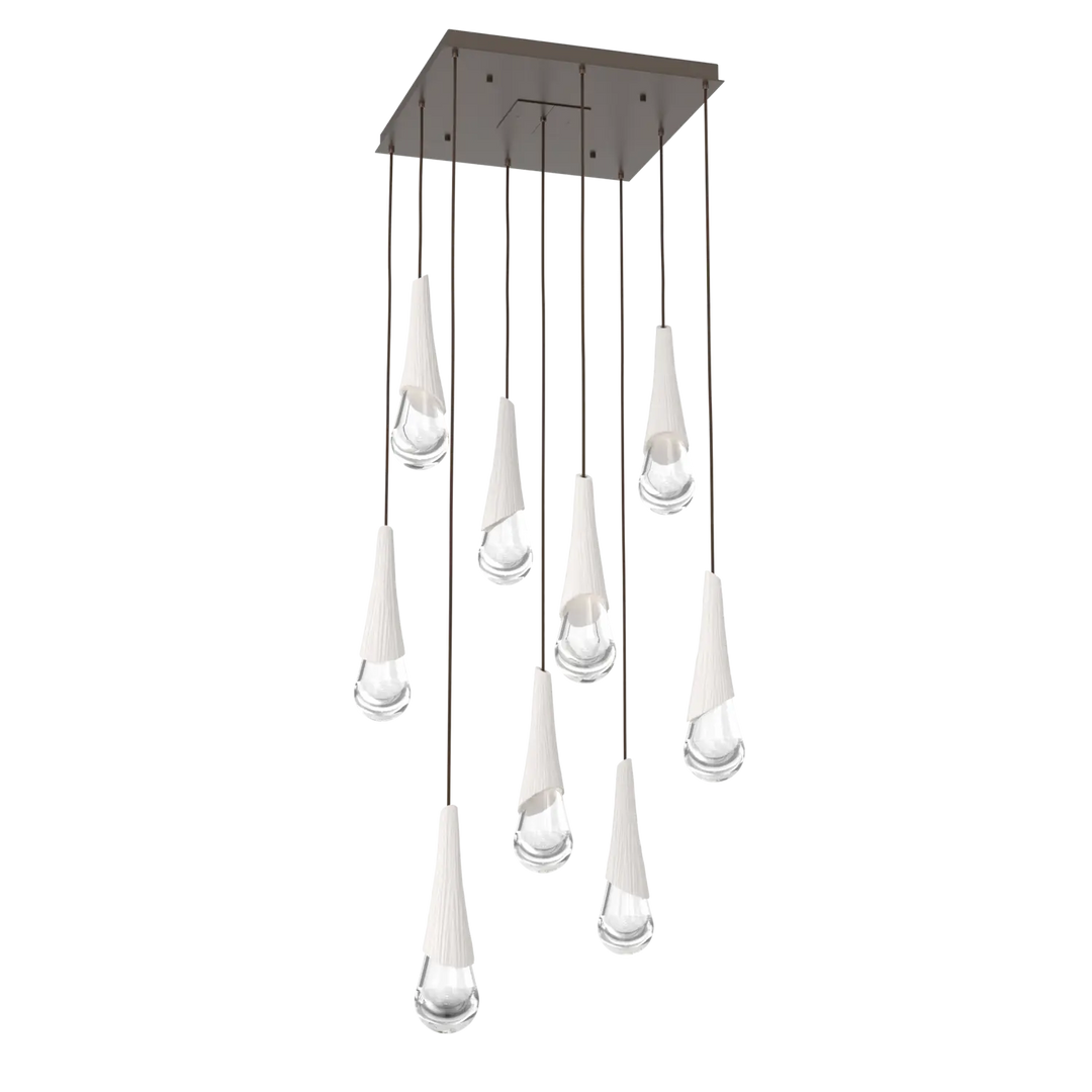 Hammerton Studio Hailstone Square Multi-Pendant Chandelier Flat Bronze / 9-Piece / Chalk Ceramic