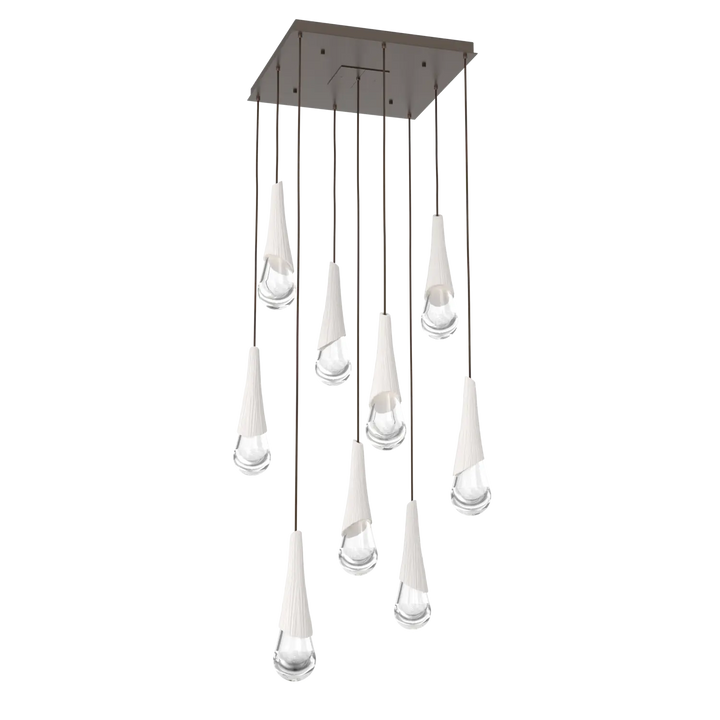 Hammerton Studio Hailstone Square Multi-Pendant Chandelier Flat Bronze / 9-Piece / Chalk Ceramic