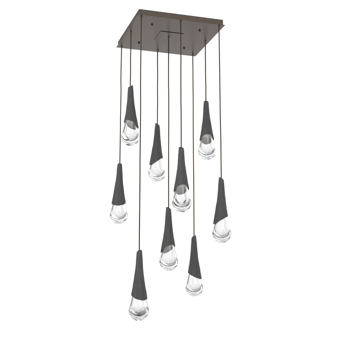 Hammerton Studio Hailstone Square Multi-Pendant Chandelier Flat Bronze / 9-Piece / Charcoal Ceramic