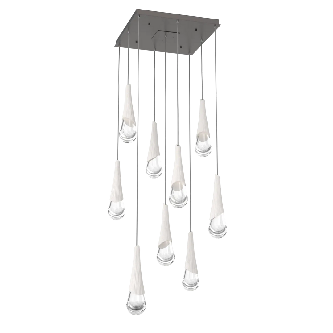Hammerton Studio Hailstone Square Multi-Pendant Chandelier Graphite / 9-Piece / Chalk Ceramic
