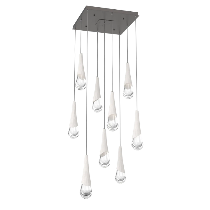 Hammerton Studio Hailstone Square Multi-Pendant Chandelier Graphite / 9-Piece / Chalk Ceramic