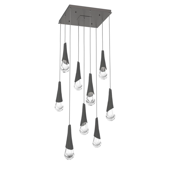 Hammerton Studio Hailstone Square Multi-Pendant Chandelier Graphite / 9-Piece / Charcoal Ceramic