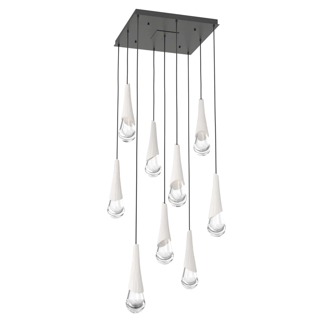 Hammerton Studio Hailstone Square Multi-Pendant Chandelier Matte Black / 9-Piece / Chalk Ceramic