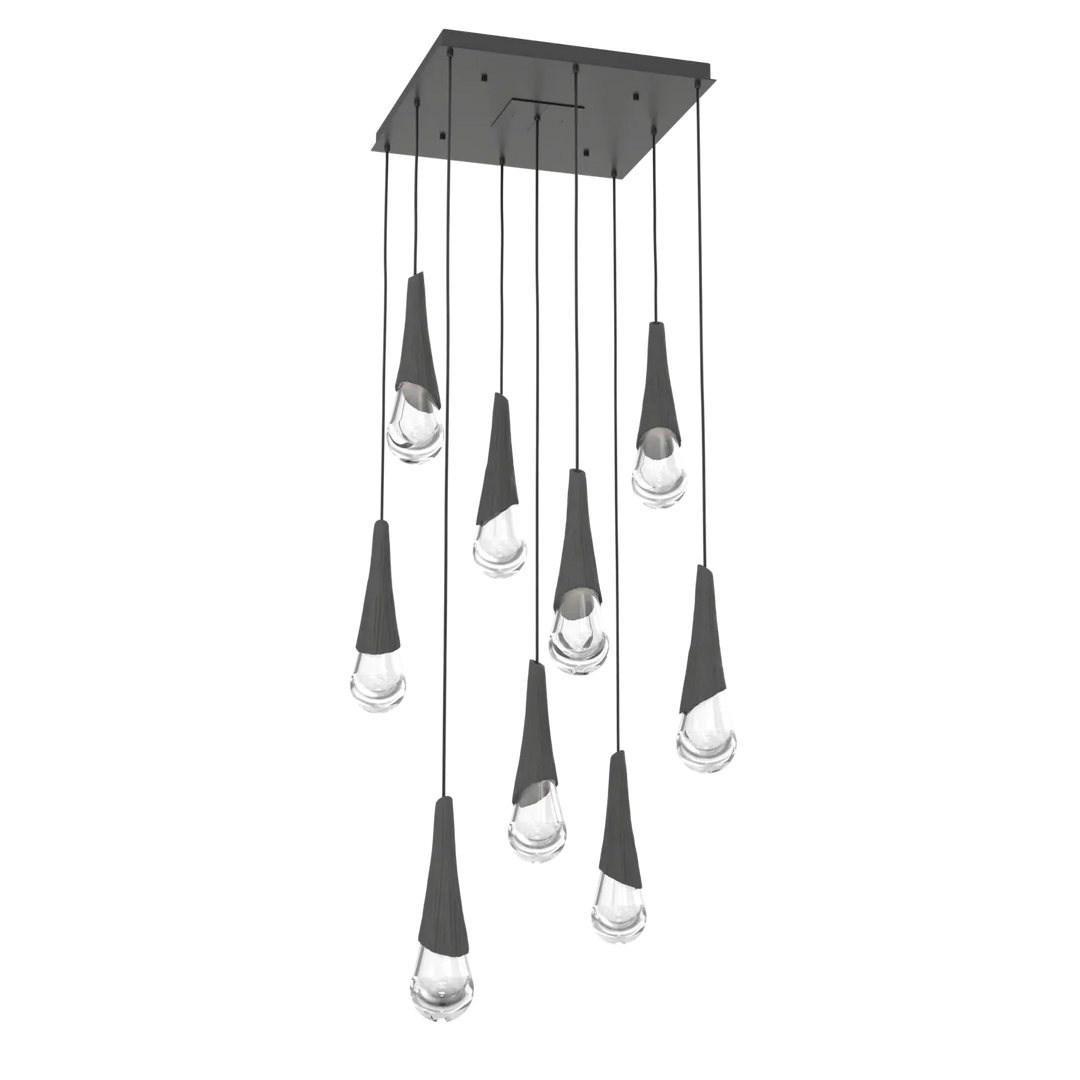 Hammerton Studio Hailstone Square Multi-Pendant Chandelier Matte Black / 9-Piece / Charcoal Ceramic
