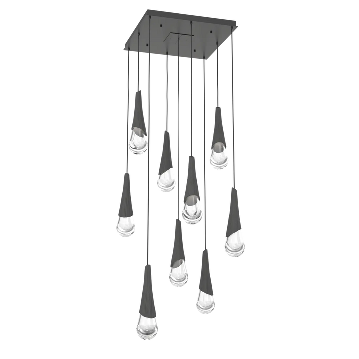 Hammerton Studio Hailstone Square Multi-Pendant Chandelier Matte Black / 9-Piece / Charcoal Ceramic