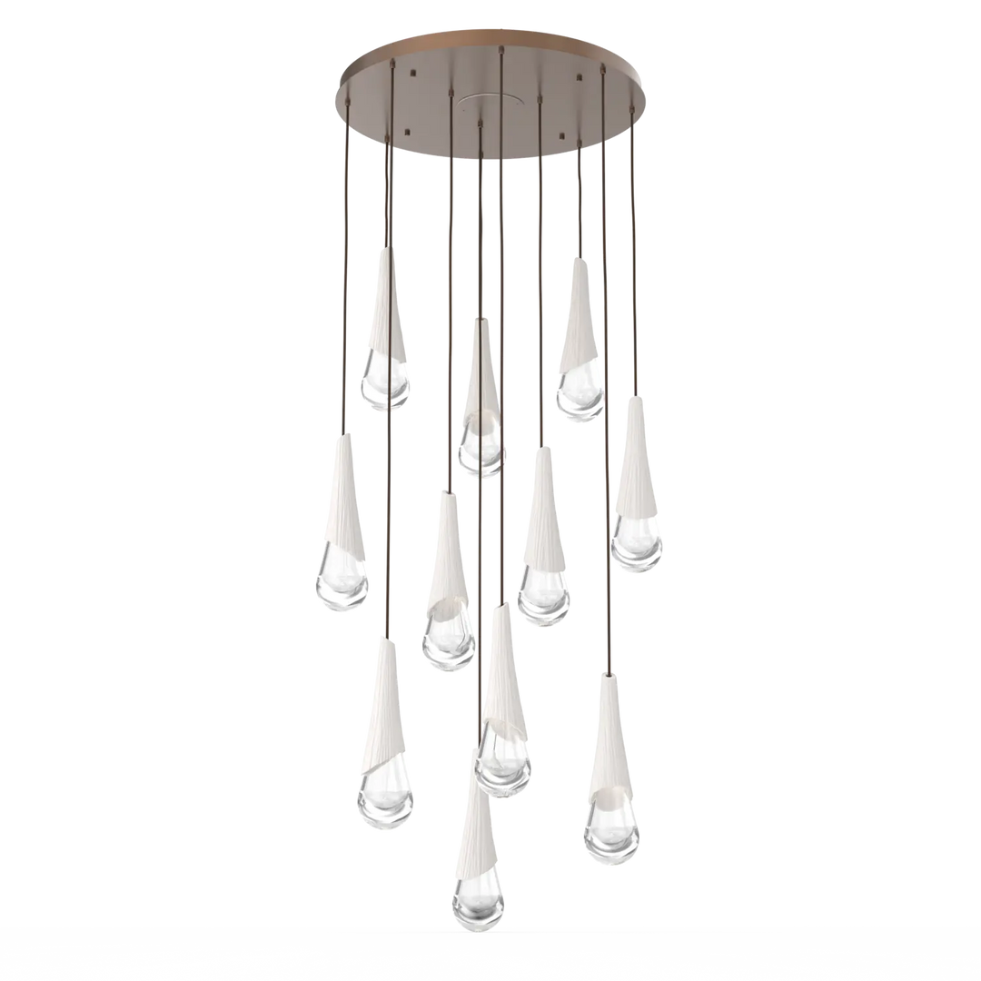 Hammerton Studio Hailstone Round Multi-Pendant Chandelier Burnished Bronze / 11-Piece / Chalk Ceramic