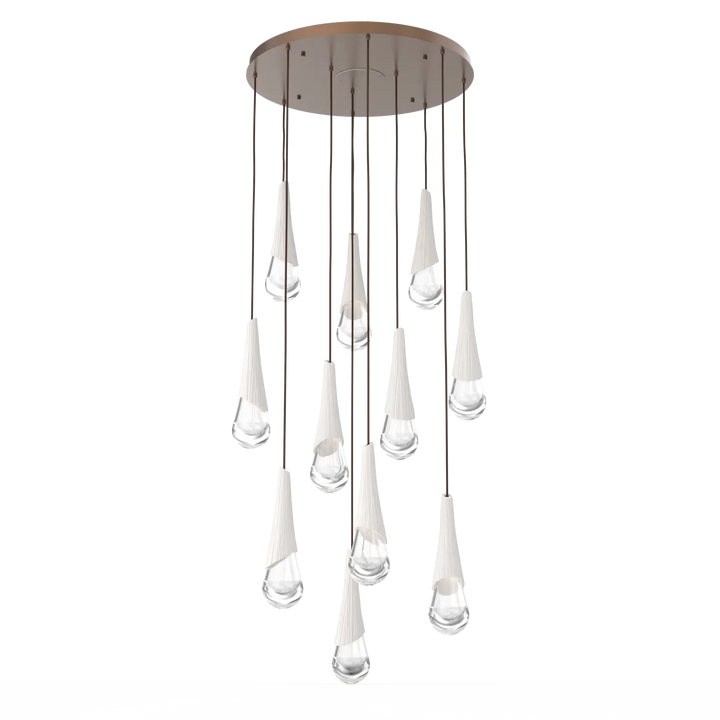 Hammerton Studio Hailstone Round Multi-Pendant Chandelier Burnished Bronze / 11-Piece / Chalk Ceramic
