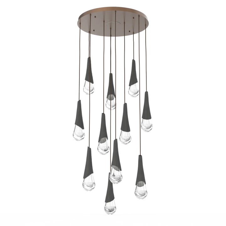 Hammerton Studio Hailstone Round Multi-Pendant Chandelier Burnished Bronze / 11-Piece / Charcoal Ceramic