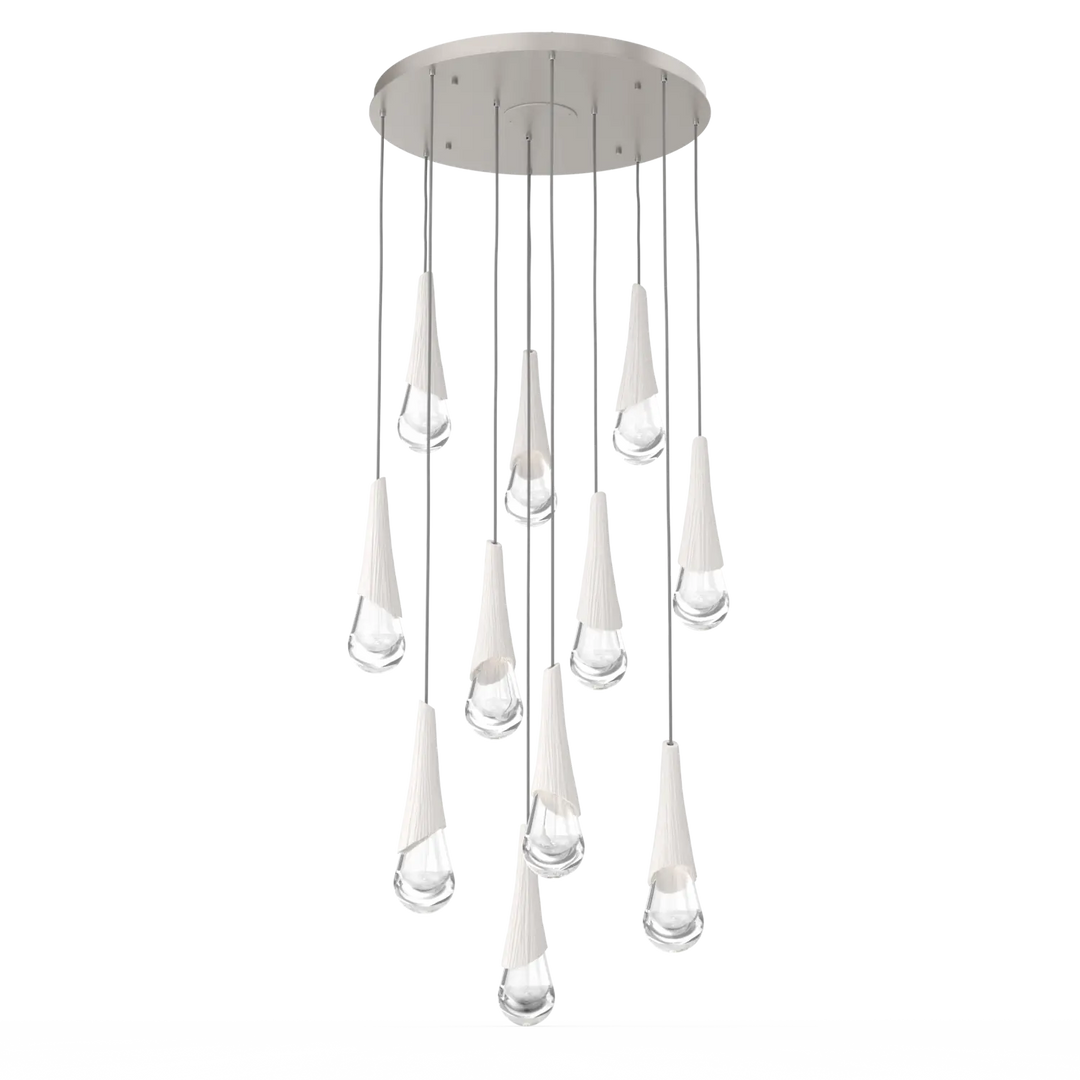 Hammerton Studio Hailstone Round Multi-Pendant Chandelier Beige Silver / 11-Piece / Chalk Ceramic