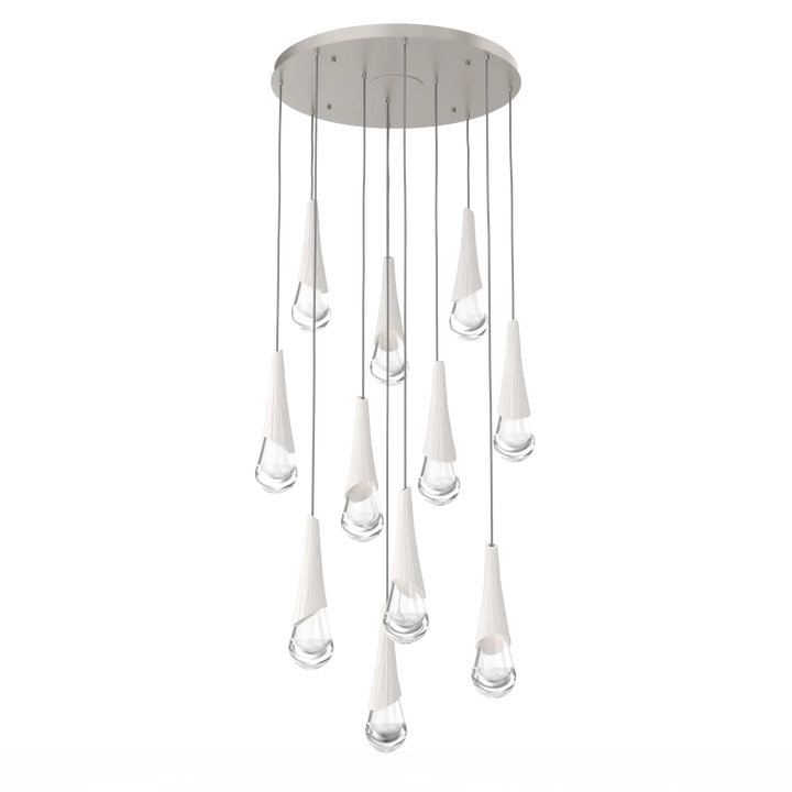 Hammerton Studio Hailstone Round Multi-Pendant Chandelier Beige Silver / 11-Piece / Chalk Ceramic